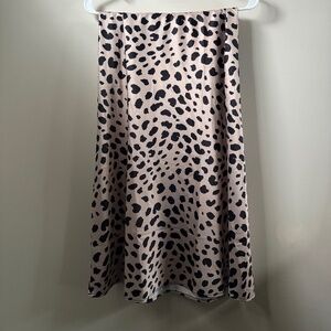 Silk Leopard Print Midi Skirt